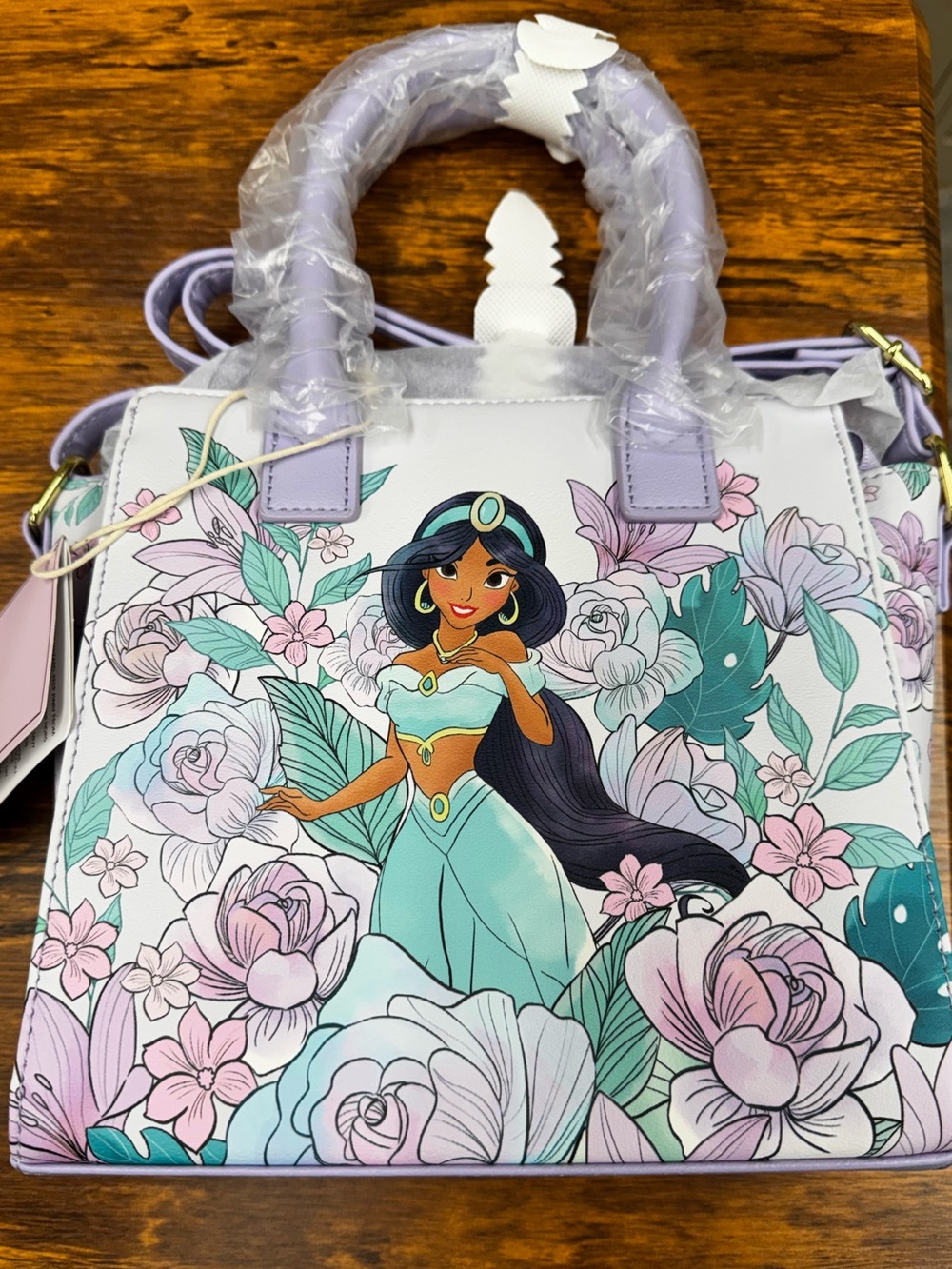 Loungefly Disney Prince Jasmine- Aladdin Lavender Floral Satchel Crossbody